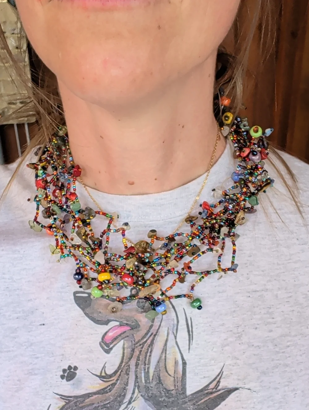 Multicolor Beaded Fringe Necklace - Handmade Women Jewelry With Magnetic Clasp